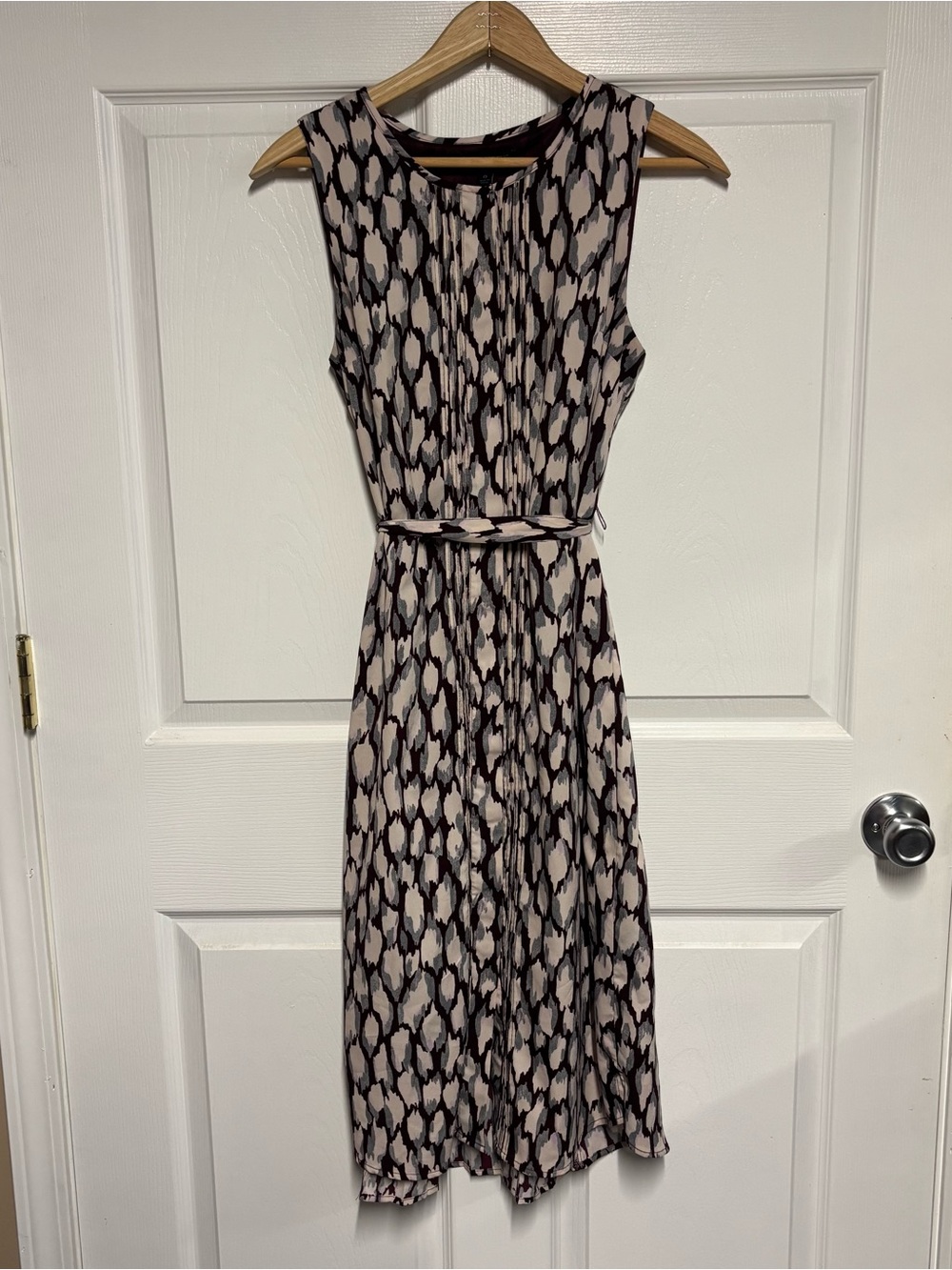 Banana Republic Black & Blush Printed Sleeveless Belted Dress